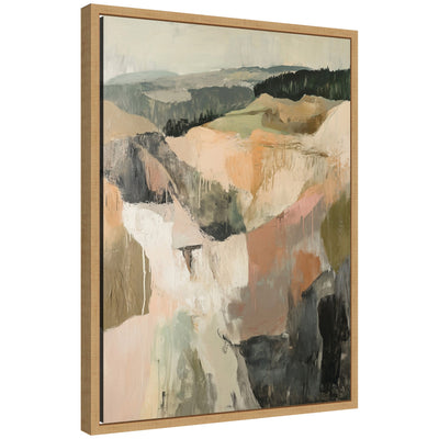 Sylvie Tonal Mountains I framed canvas art showing a layered tonal mountain landscape in muted shades, with a thin modern frame.
