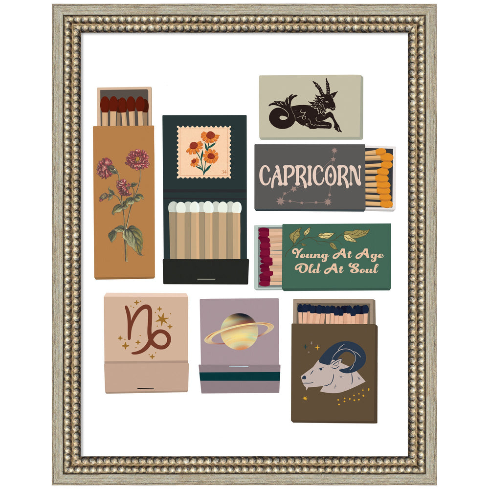 Capricorn Matchbooks 14x18 FC by Megan Ryan Framed Wall Art Print by kateandlaurel
