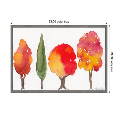 Sylvie Watercolor 4 Fall Trees Framed Canvas by Patricia Shaw