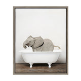 Sylvie Baby Elephant in the Tub Color Framed Canvas