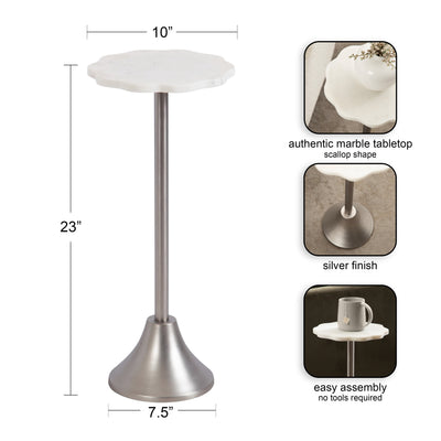 Sanzo Scalloped Marble and Metal Table