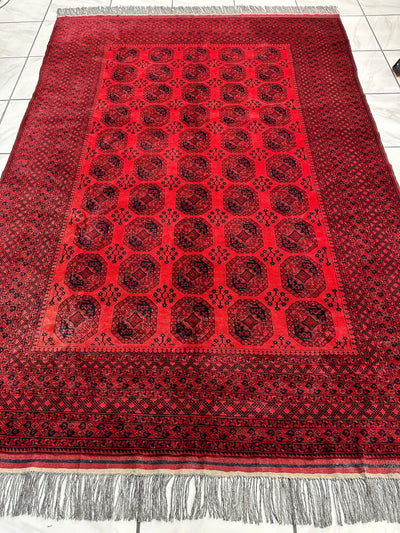 Hand-Knotted Turkoman Ersari Wool Rug – 6’7” x 9’6” – Rich Red Tones by Rugistan - product image 2 for Resin Society