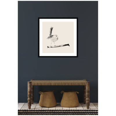 Sketched Bird On Branch by Danushka Abeygoda Framed Wall Art Print