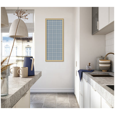 Framed Fabric Pinboard Light Blue Plaid Wall Organization