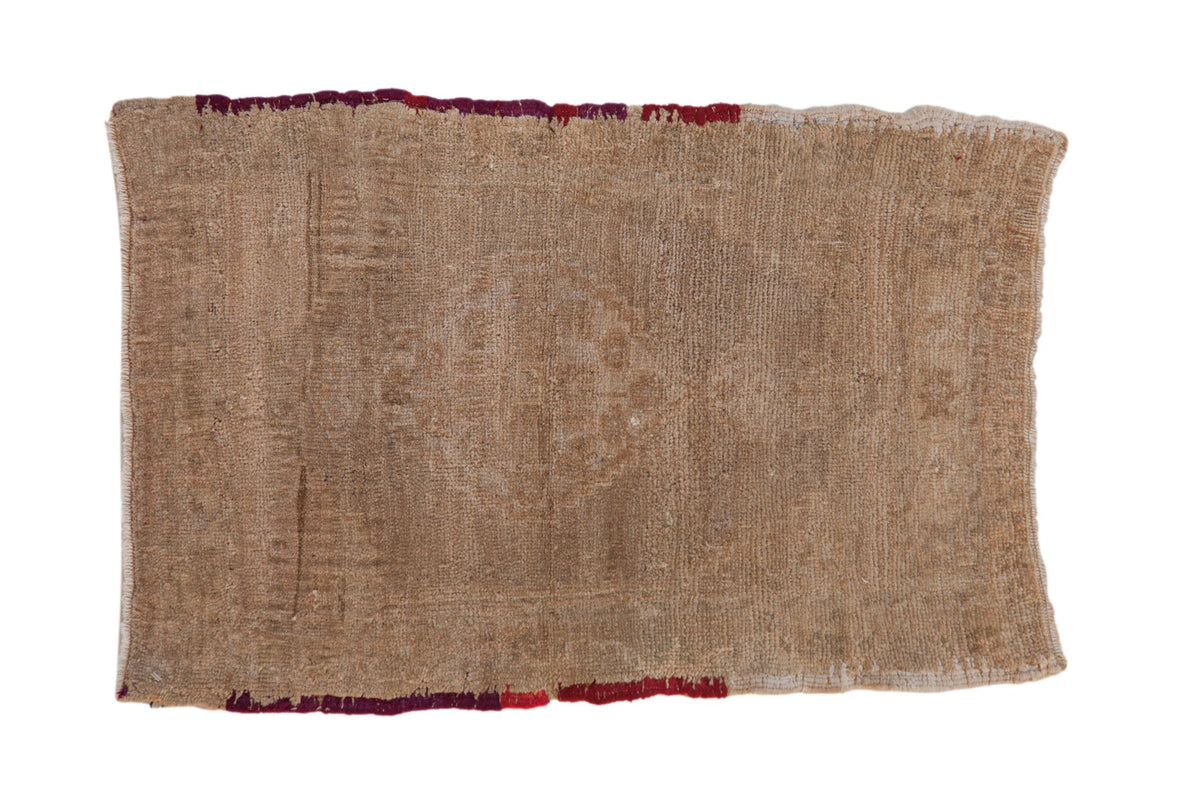 2x3 Vintage Distressed Oushak Rug Mat showing diamond medallion and floral pattern in muted reds and beiges