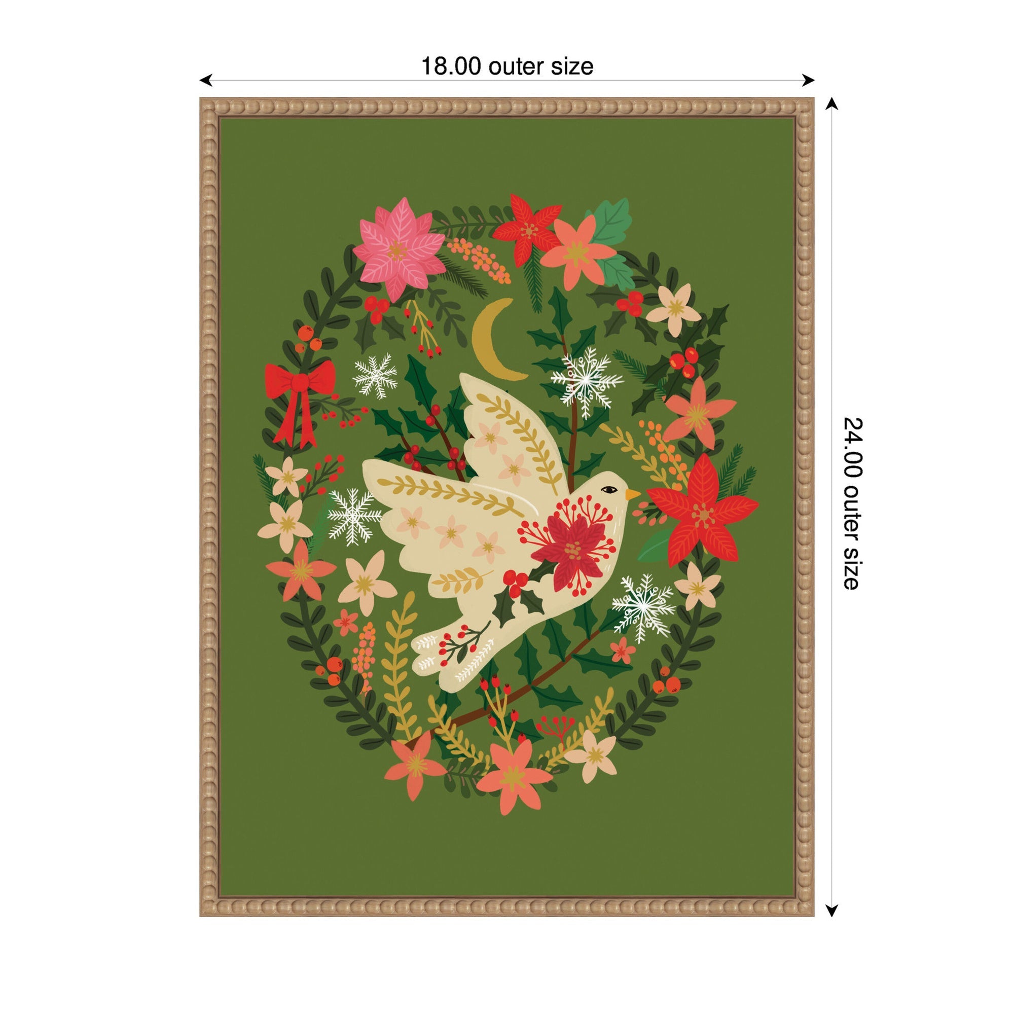 Sylvie Beaded Dove Christmas Framed Canvas by Mia Charro