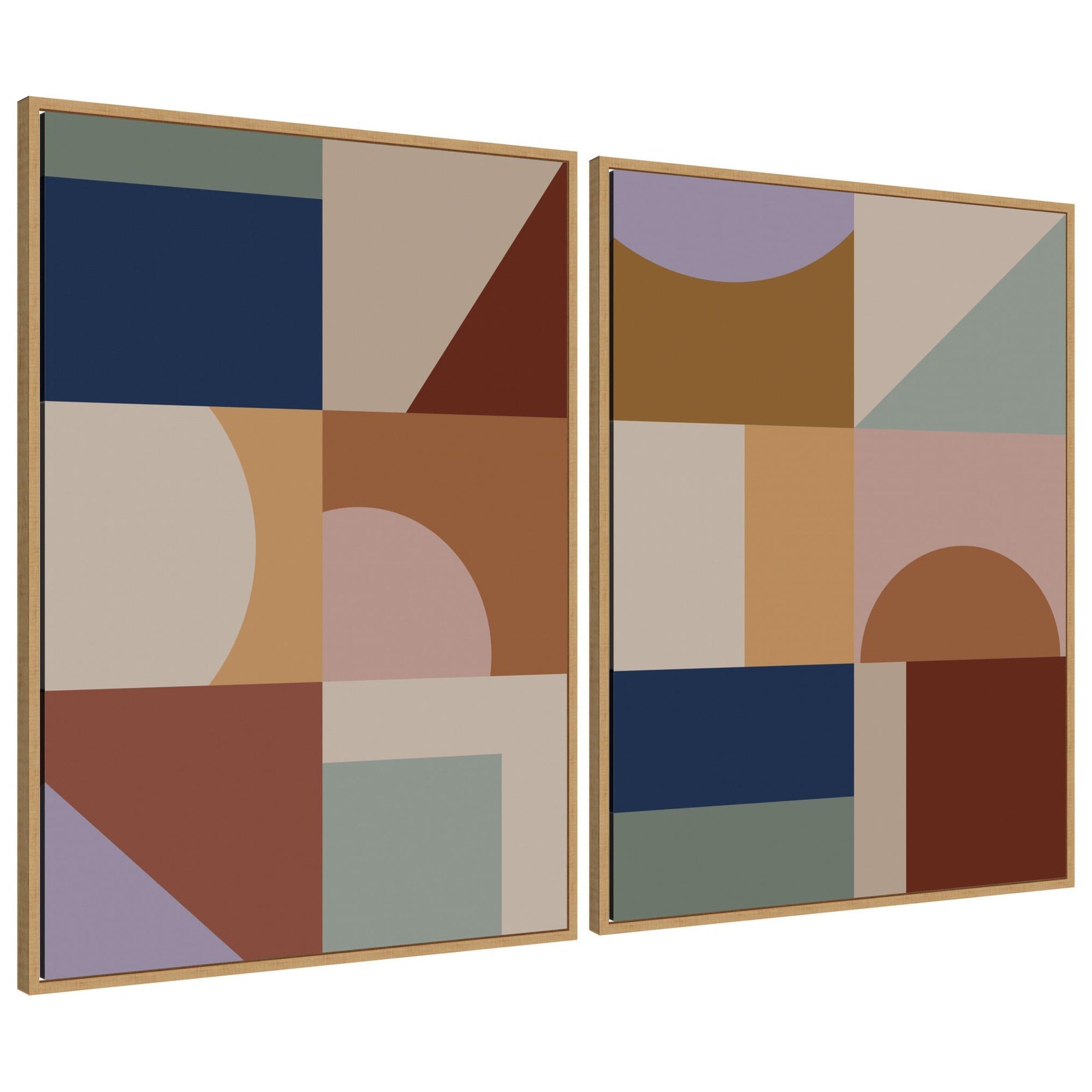 Modern Bohemian Pattern 2 Piece Framed Canvas Wall Art Set