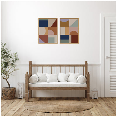 Modern Bohemian Pattern 2 Piece Framed Canvas Wall Art Set