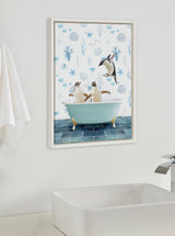 Sylvie Penguins In Under the Sea Bath Framed Canvas by kateandlaurel - product image 8 for Resin Society