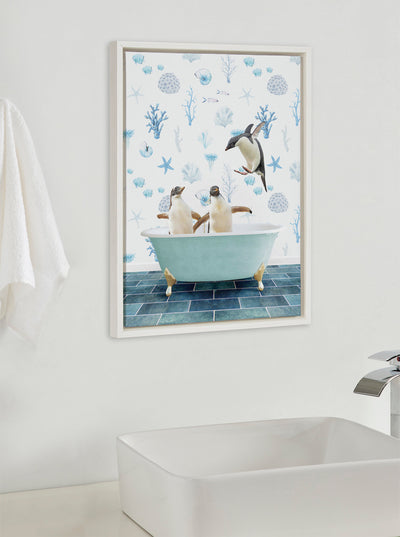 Sylvie Penguins In Under the Sea Bath Framed Canvas by kateandlaurel - product image 8 for Resin Society