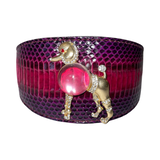 The Princess Of Hollywood Purple and Red Snake Poodle Collar with Clear Rhinestone Poodle Rivet