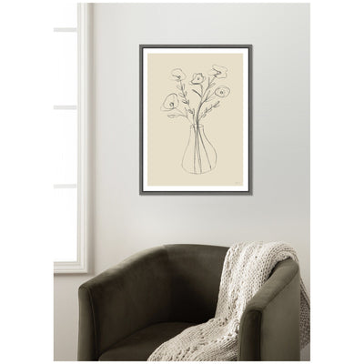 Floral Vase by Gabrielly Guedes Framed Canvas Wall Art Print