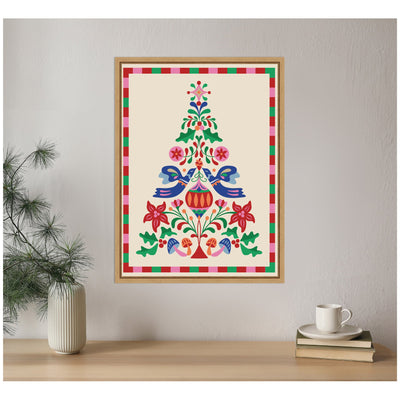 Sylvie Framed Canvas Folk Art Christmas Tree by Rachel Lee