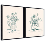 Sylvie Beaded Garden Floral and Summer Stems framed canvas art set showing botanical prints with vintage beaded frames.