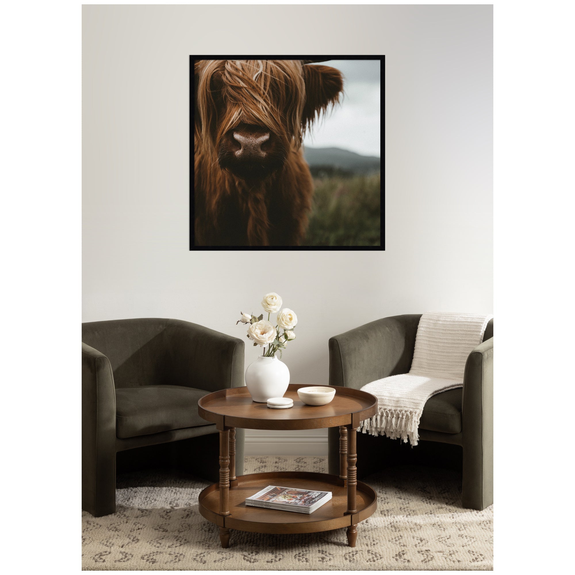 Close Up of Scottish Highland Cattle Baby SQ by Michael Schauer Framed Wall Art Print