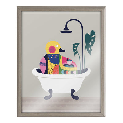 Blake Mid Century Modern Duckie in the Tub Framed Printed Glass by kateandlaurel - product image 2 for Resin Society