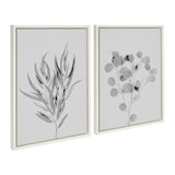 Sylvie Neutral Botanical 1 and 2 Soft White Framed Canvas by kateandlaurel - main product image for Resin Society
