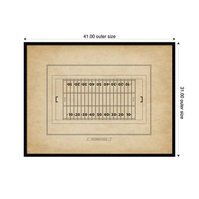 Vintage Sports Football Field Diagram Horizontal by The Creative Bunch Studio Framed Wall Art Print