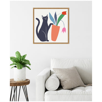 Sylvie Cat Vase 6 Framed Canvas by Hannah Beisang