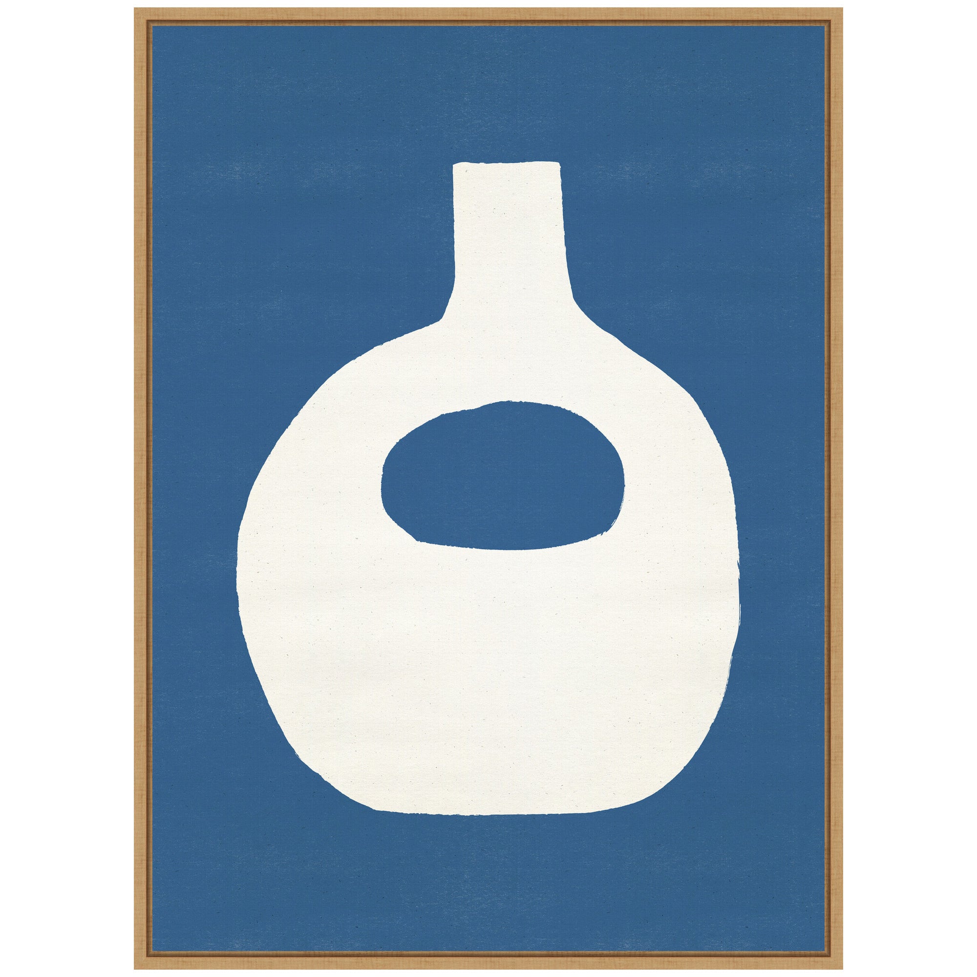Sylvie Ceramic Blue Beige 3 Framed Canvas by Rocket Jack