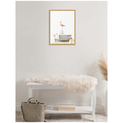 Sylvie Flamingo in Cottage Gray Bathtub Framed Canvas
