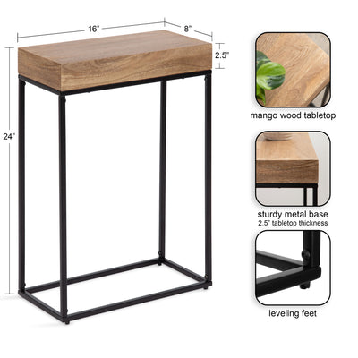 Karlsen Wood and Metal Slim Side Table