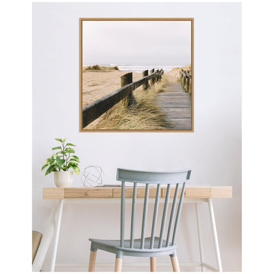 Sylvie Coastal Beach Grass Boardwalk to the Ocean Framed Canvas by Patricia Hasz