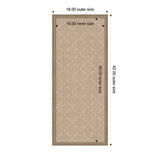Rectangular beige panel with a subtle white lattice diamond pattern, featuring a dark brown border framing the inner design, dimensions labeled around edges.