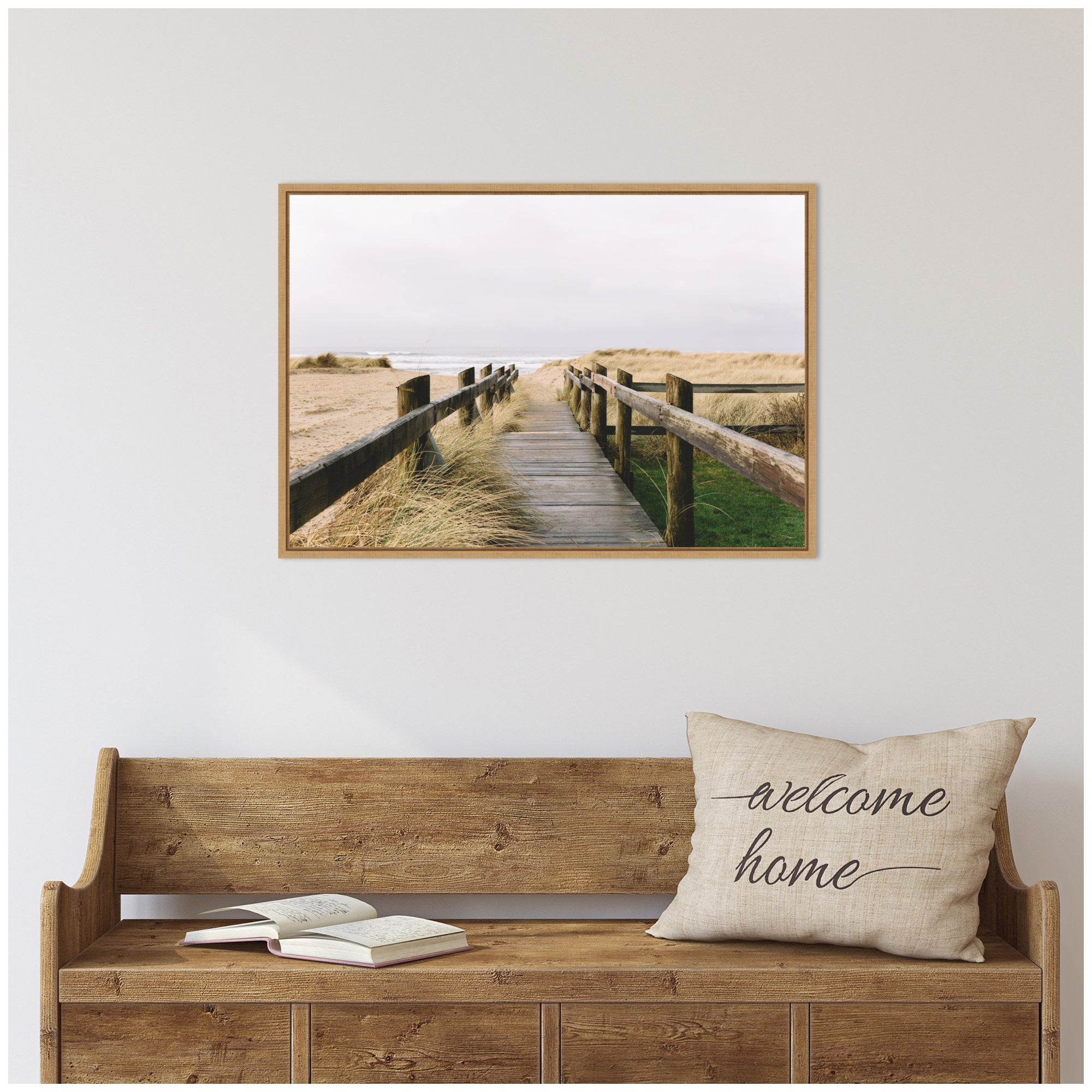 Sylvie Coastal Beach Boardwalk Ocean Landscape Framed Canvas by Patricia Hasz