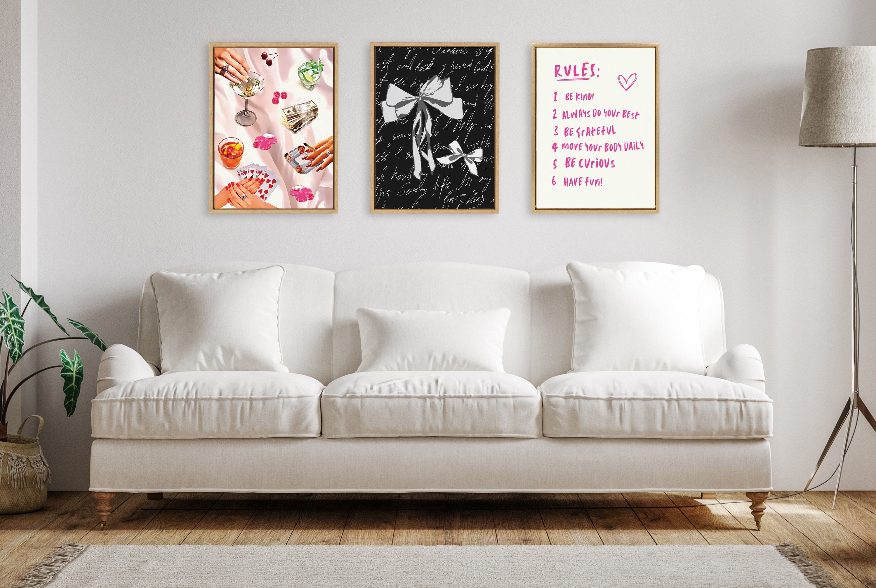 Sylvie Black White Bow Framed Canvas by Honey Island Studio