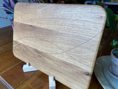 Handcrafted White Oak Charcuterie Board with Peruvian Walnut and Cherry decorative banding