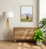 Sylvie Highland Cow Mountain Landscape Framed Canvas by The Creative