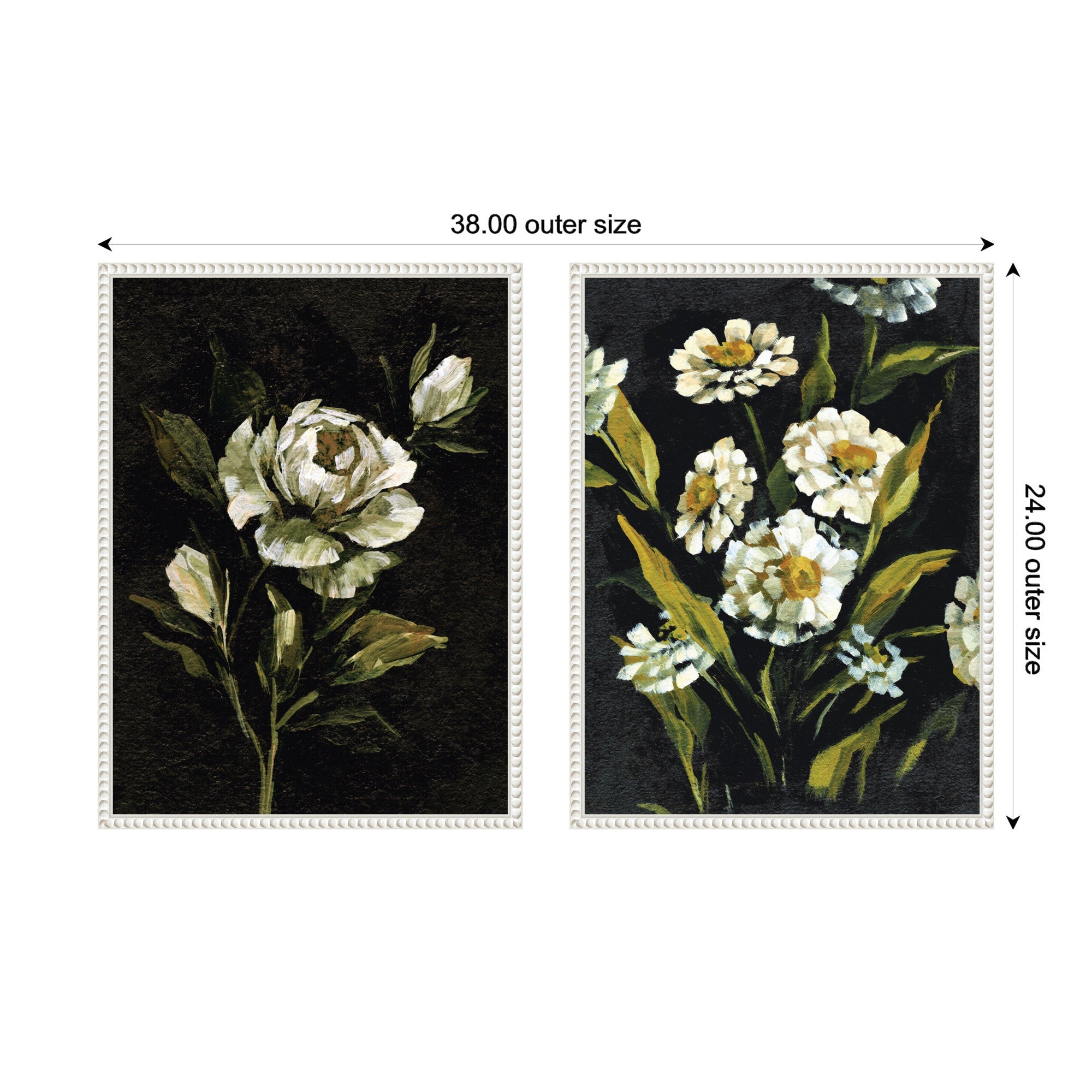 Sylvie Beaded Moody Floral 1 and 2 Framed Canvas Art Set by Annie Quigley