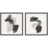 Two black abstract framed canvas artworks from the Abstract Neutral 01 & 02 set by Gabrielly Guedes