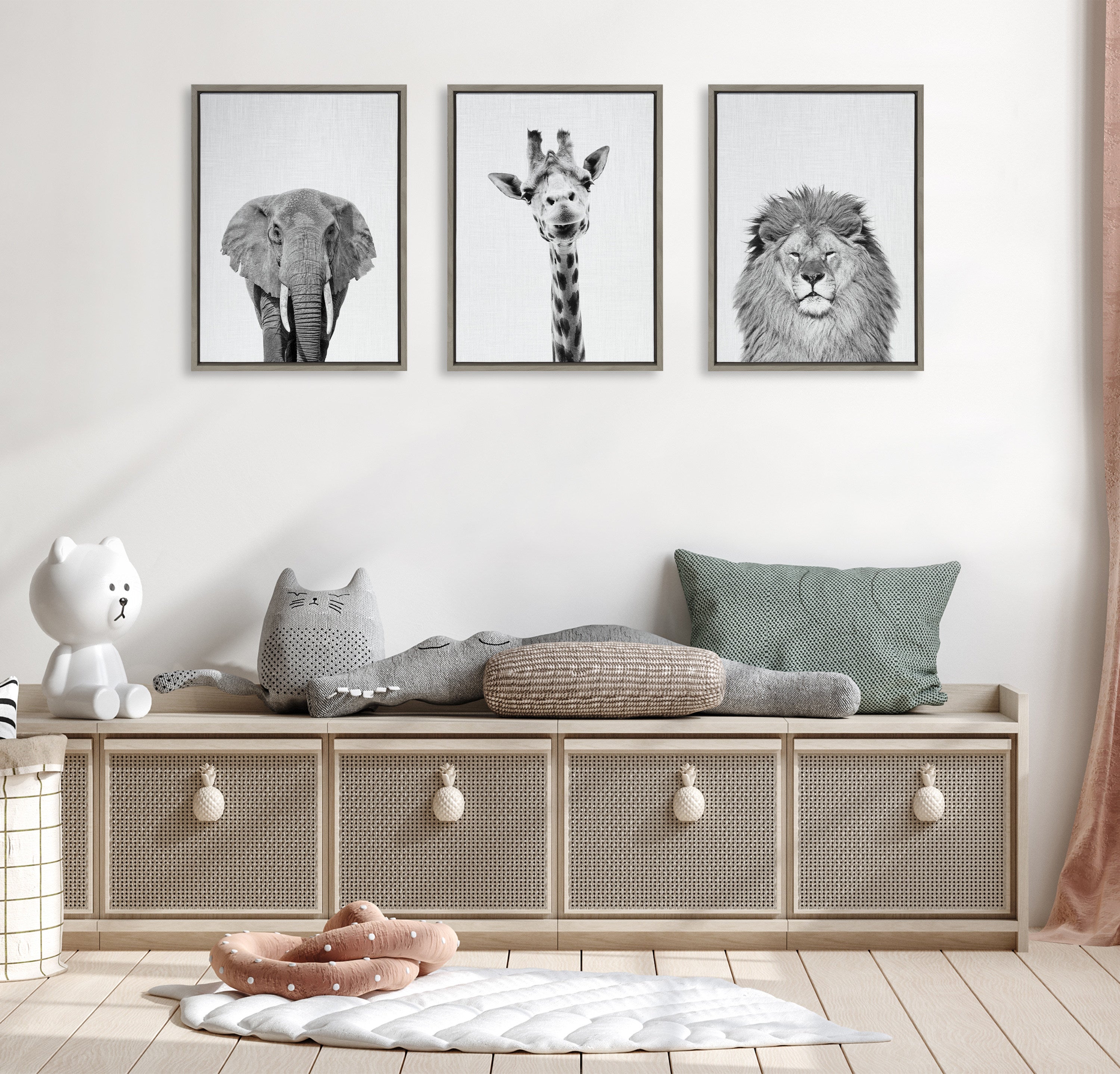 Sylvie Elephant Giraffe and Lion Framed Canvas by kateandlaurel - product image 8 for Resin Society