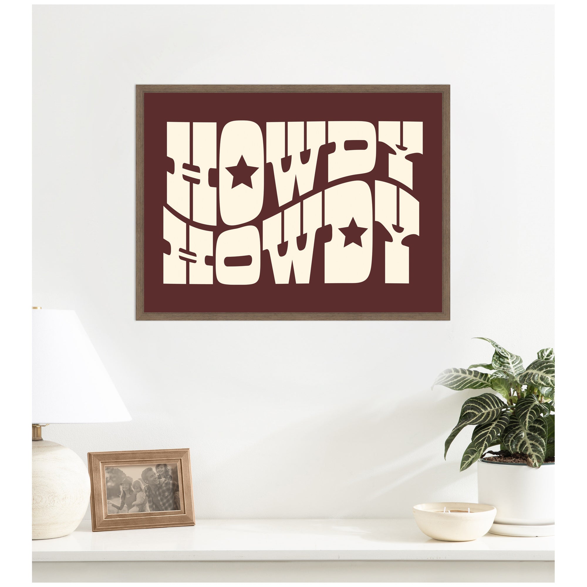 Howdy Burgundy by Honey Island Studio Framed Canvas Wall Art Print