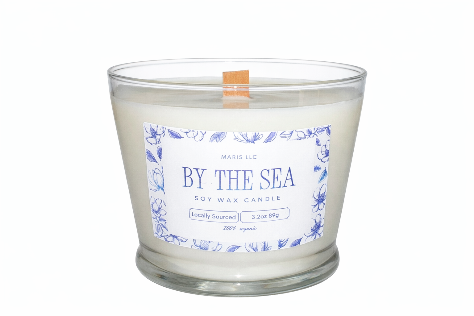 Limited Glass ACK Candle in clear glass container with light flower essence scent