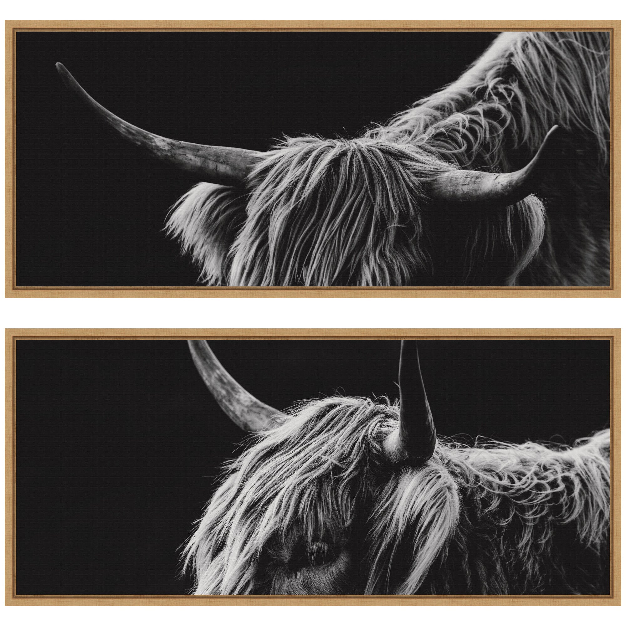 Natural Scottish Highland Panel 2 Piece Framed Canvas Wall Art Set showing scenic landscape in Sylvie frame