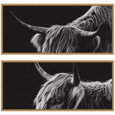 Natural Scottish Highland Panel 2 Piece Framed Canvas Wall Art Set showing scenic landscape in Sylvie frame