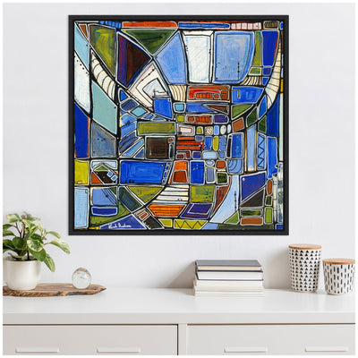 Sylvie Retro Current Framed Canvas by Leah Nadeau