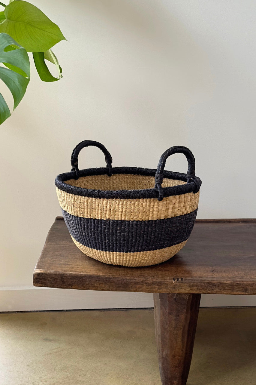 Plump and Pleasing Everything Basket - Natural w/ Black Stripes by Mbare Ltd - main product image for Resin Society