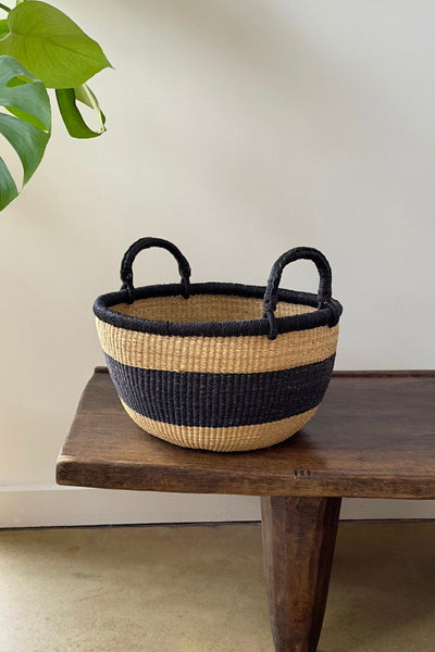 Plump and Pleasing Everything Basket - Natural w/ Black Stripes by Mbare Ltd - main product image for Resin Society