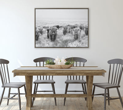 Sylvie Herd of Highland Cows Black and White Framed Canvas by The by kateandlaurel - product image 2 for Resin Society
