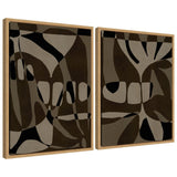 Sylvie Contour 1 and 2 framed canvas art set showing abstract black and white forms with a floating polystyrene frame in natural color