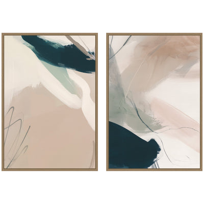Marks No.
1 & No.
2 framed canvas art set by Amy Lighthall displayed in a modern interior