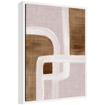 Sylvie Rhythmic Lines II abstract framed canvas art by Nikita Jariwala, showing black rhythmic lines on a white background with a floating frame