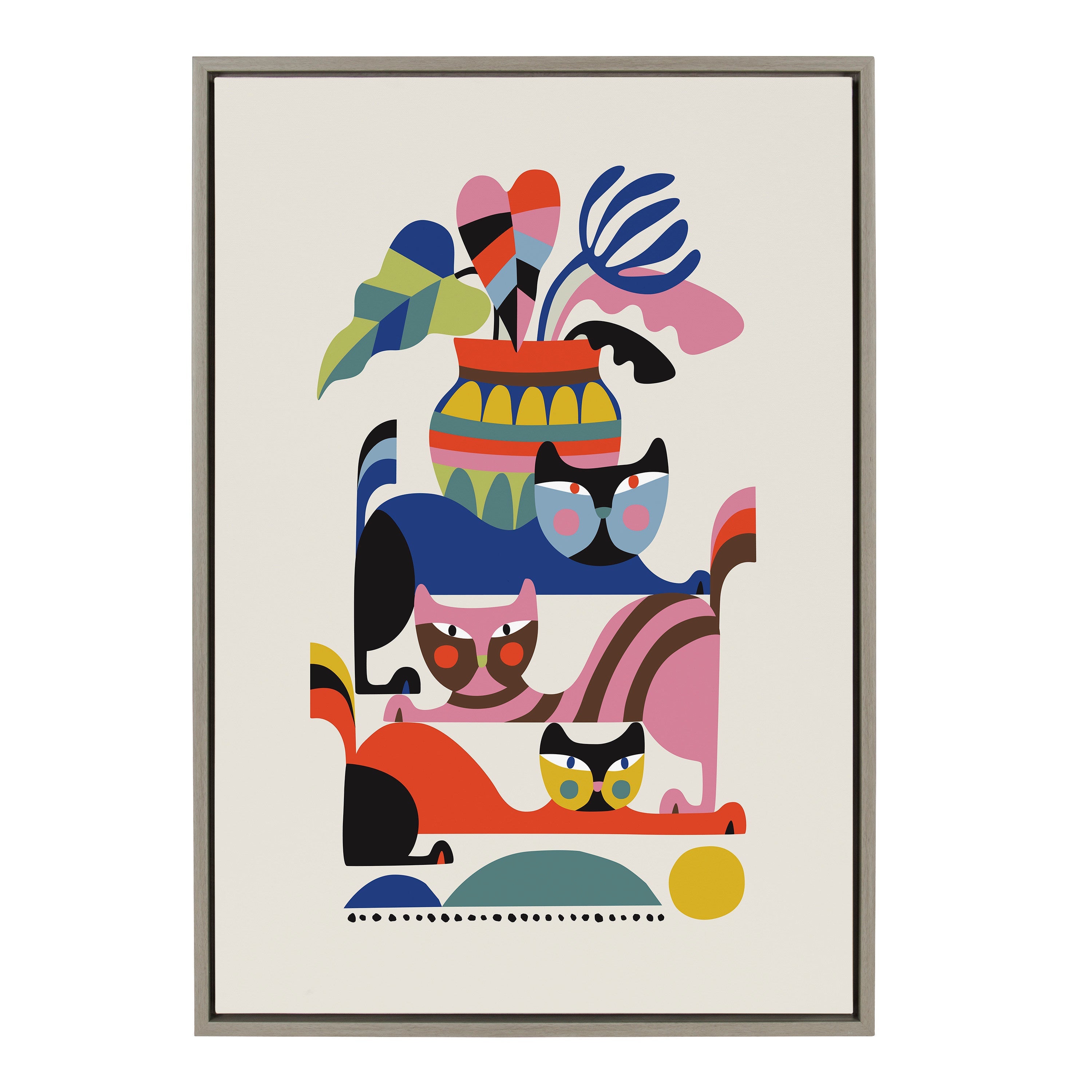 Sylvie 3 Cats Framed Canvas by kateandlaurel - product image 12 for Resin Society