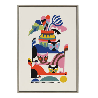 Sylvie 3 Cats Framed Canvas by kateandlaurel - product image 12 for Resin Society