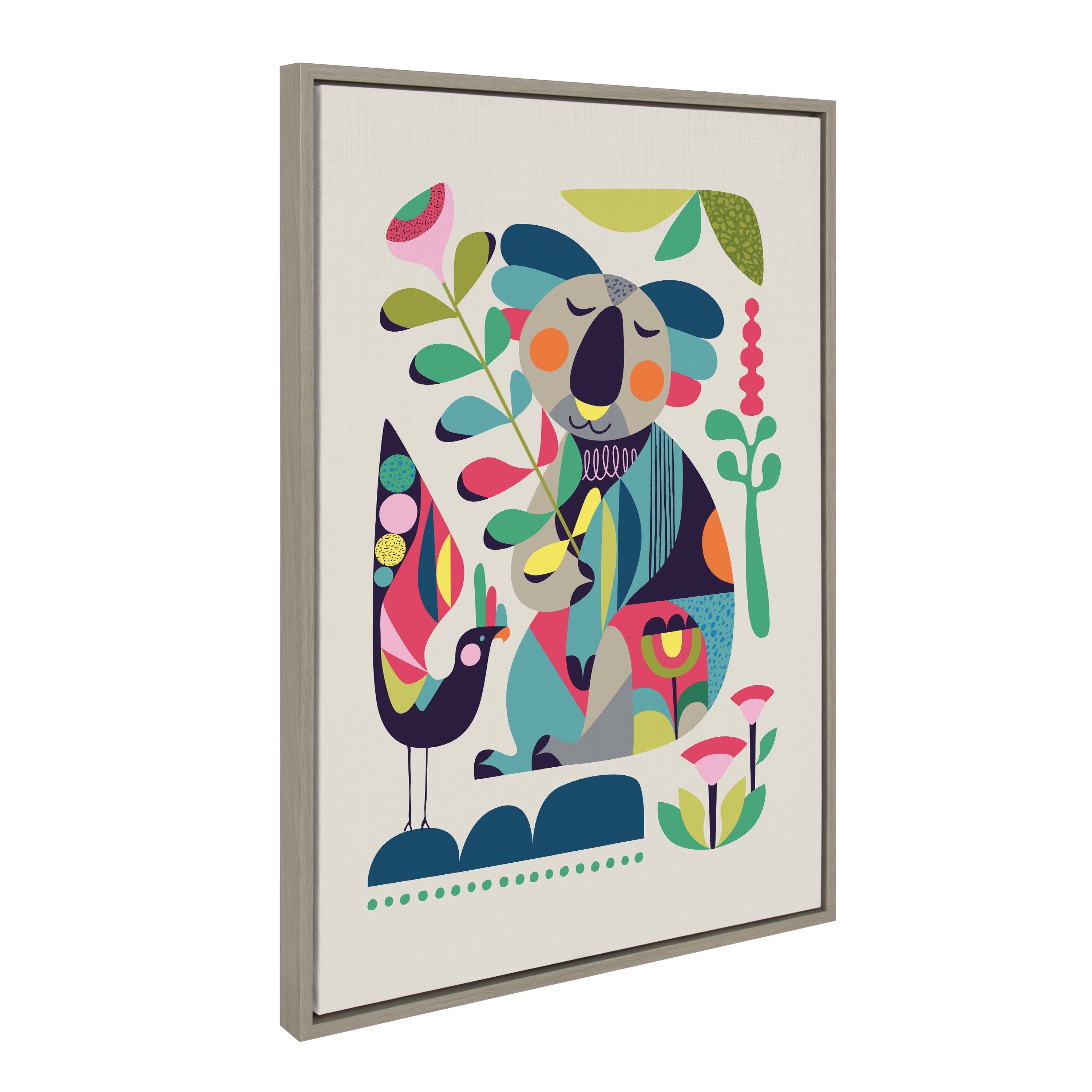 Sylvie Mid Century Modern Koala Framed Canvas