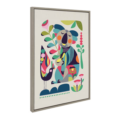 Sylvie Mid Century Modern Koala Framed Canvas